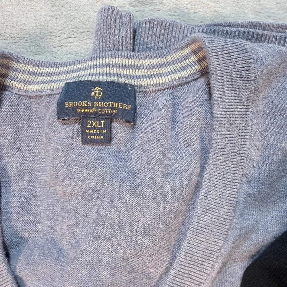 Lot 2 Brooks Brothers 2XLT Supima Cotton V-Neck Sweater Set Light Grey‎ Black